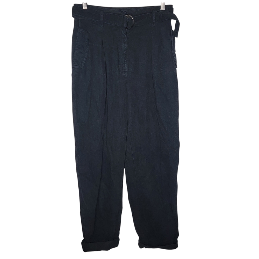 The Group Babaton Black High Rise Paper Bag Belted‎ Denim Jeans Women's Size 2